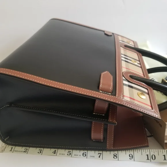 Burberry Title Vintage Check Leather Satchel Black - Picture 13 of 13